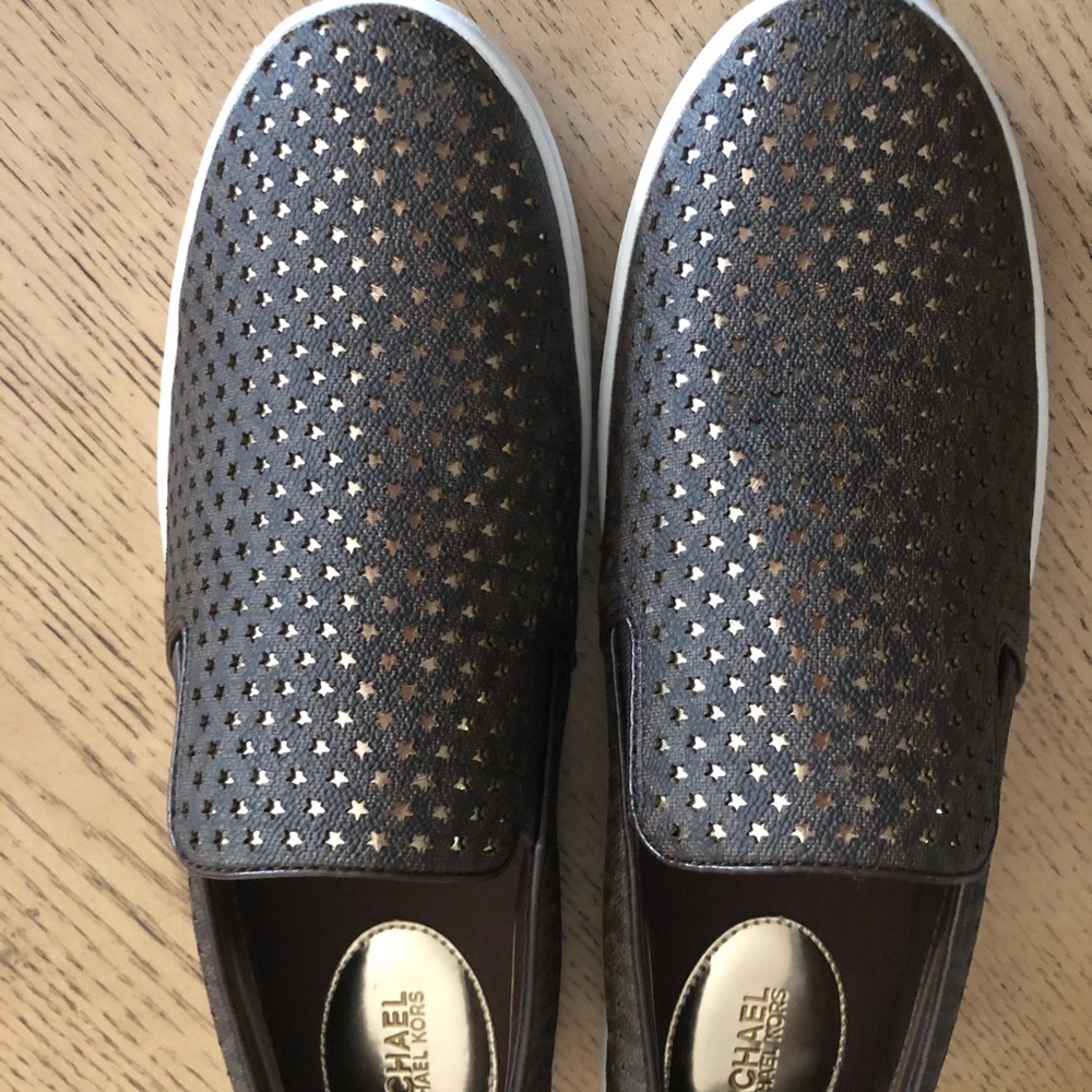 Michael Kors Keaton Perforated Leather Brown/gold